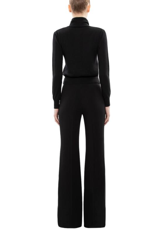  사이드 코베이시 플레어 팬츠 제트 블랙 크레이프 스트레이트 - SAIID KOBEISY