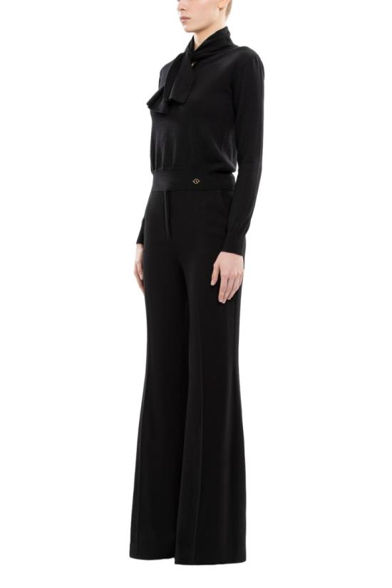  사이드 코베이시 플레어 팬츠 제트 블랙 크레이프 스트레이트 - SAIID KOBEISY