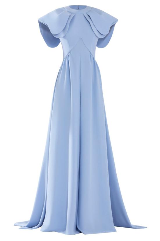  사이드 코베이시 점프수트 뒷면 오버 스커트 크레이프