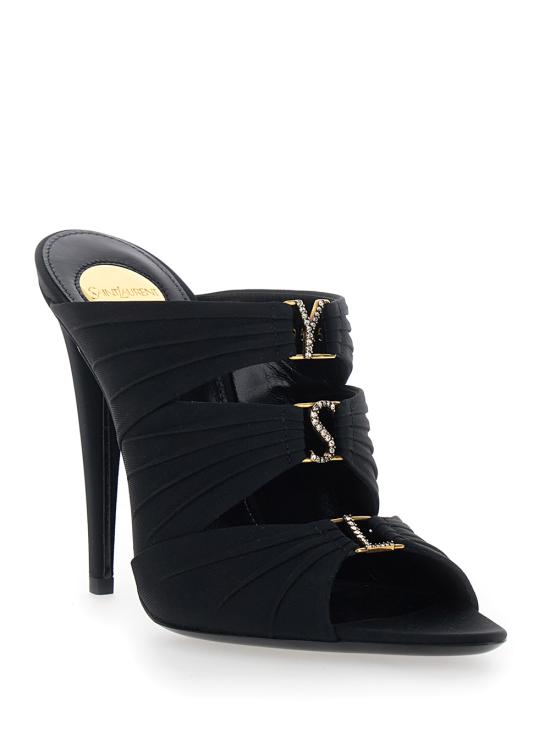 26SS 생로랑 에밀리 새틴 크레이프 뮬 샌들 859545AAF4G1097 Black - SAINT LAURENT