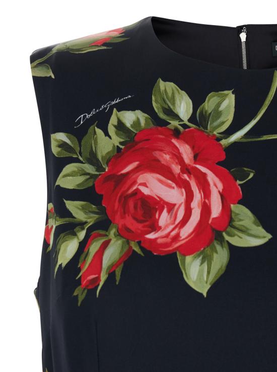 26SS 돌체앤가바나 로즈 부케 프린트 새틴 드레스 F6GASTFSICDHN5ZN Black - DOLCE & GABBANA