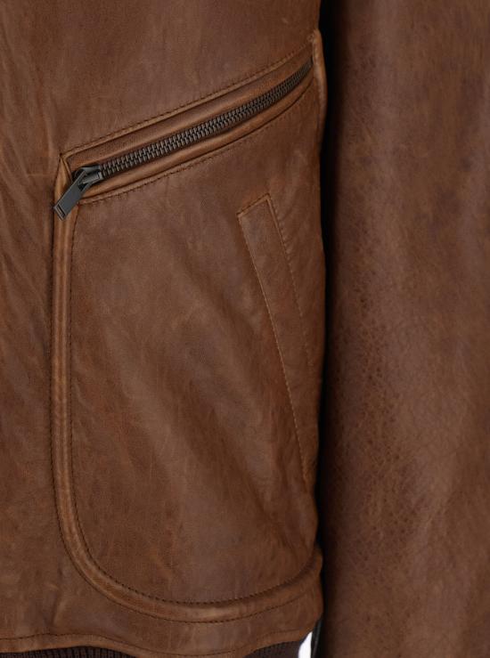 26SS 생로랑 가죽 자켓 858313YCSX22800 Brown - SAINT LAURENT