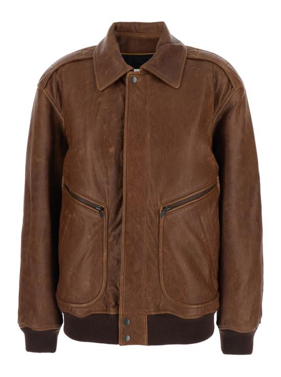 26SS 생로랑 가죽 자켓 858313YCSX22800 Brown