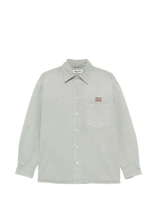 26SS 미우미우 워시드 개버딘 셔츠 MK2018 1350F0089 Green