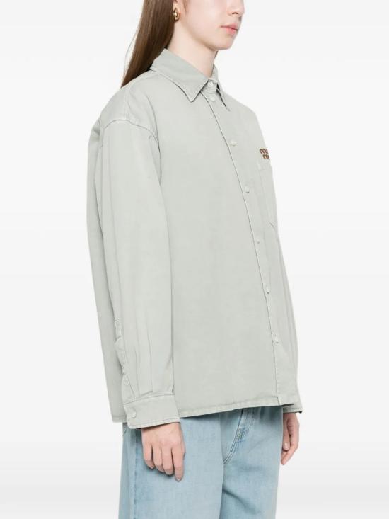 26SS 미우미우 워시드 개버딘 셔츠 MK2018 1350F0089 Green - MIU MIU