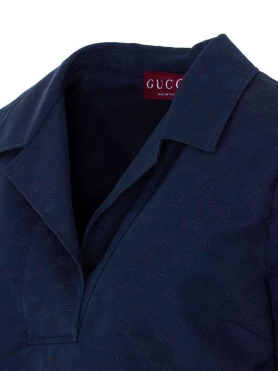 26SS 구찌 GG 코튼 개버딘 티셔츠 851981ZAQXT4474 Blue - GUCCI