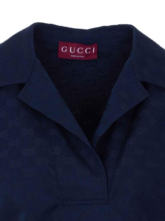 26SS 구찌 GG 코튼 개버딘 티셔츠 851981ZAQXT4474 Blue - GUCCI