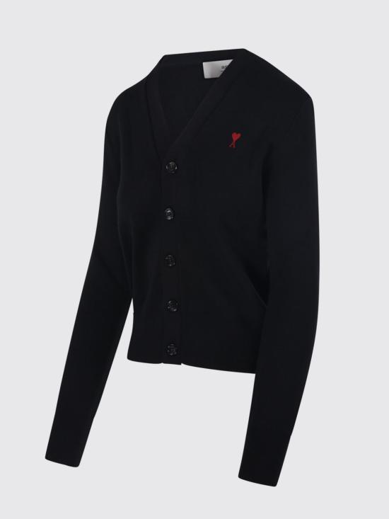 26SS 아미 ADC 스몰 하트 로고 V넥 가디건 FKC374 001009 BLACK - AMI