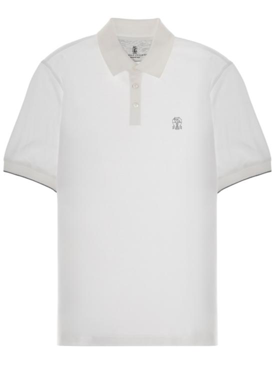 26SS 브루넬로 쿠치넬리 피케 폴로 셔츠 ME8548788 CK640 WHITE