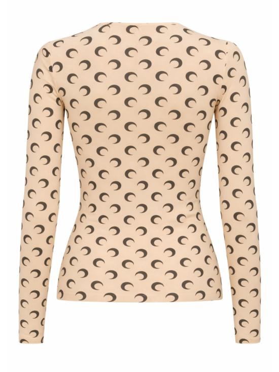 26SS 마린세르 크레센트 문 프린트 긴팔 티셔츠 WTS006A CJER0001TA10 NUDE - MARINE SERRE