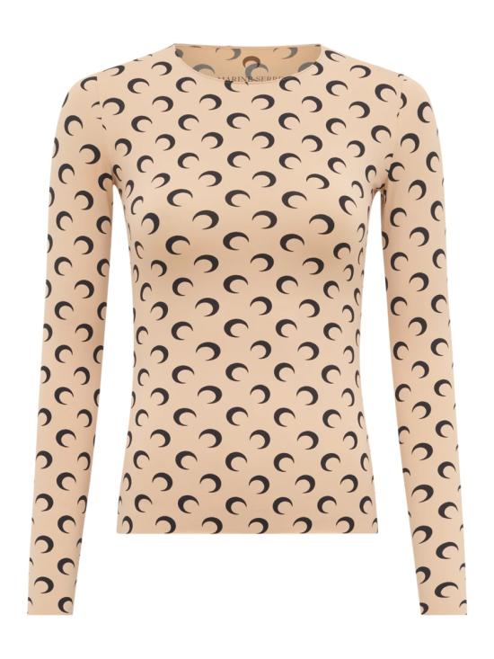 26SS 마린세르 크레센트 문 프린트 긴팔 티셔츠 WTS006A CJER0001TA10 NUDE