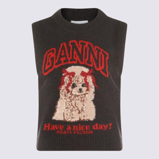 26SS 가니 그래픽 울 베스트 A1070044052 Black - GANNI
