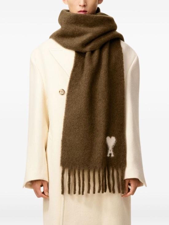 25FW 아미 알파카 아미 드 꾀흐 스카프 USF673 AW0004 216 Brown - AMI