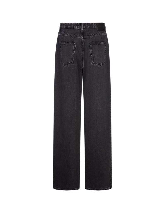  알렉산더 맥퀸 데님 팬츠 와이드 레그 스컬 플레이트 진 블랙 - ALEXANDER MCQUEEN