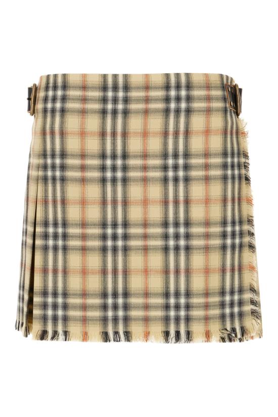 26SS 버버리 체크 울 미니 킬트 8118152 B9368 SAND IP CHECK