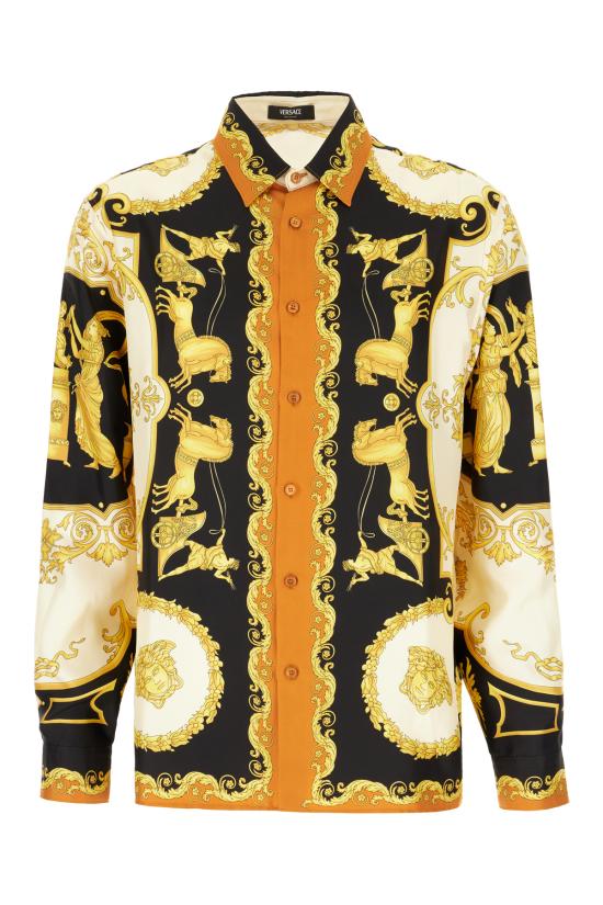 26SS 베르사체 긴팔 셔츠 10194381A16096 5BE40 BLACK IVORY AUTUMN SPICE