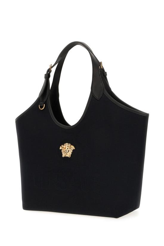 26SS 베르사체 라 메두사 캔버스 토트백 10222101A03095 1B00V BLACK GOLD - VERSACE