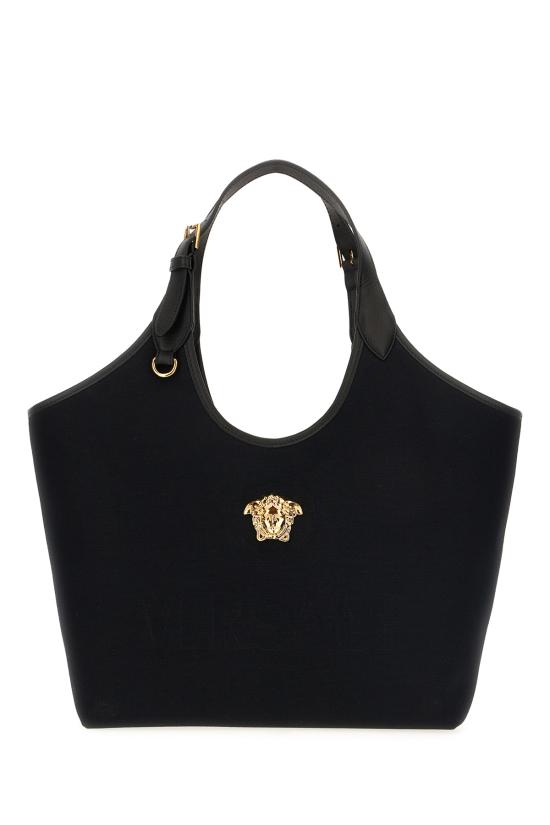 26SS 베르사체 라 메두사 캔버스 토트백 10222101A03095 1B00V BLACK GOLD