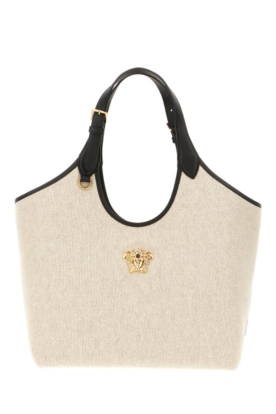 26SS 베르사체 라 메두사 캔버스 토트백 10222101A03494 2K86V BLACK GOLD