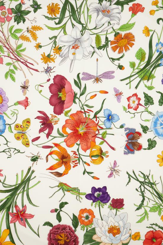 26SS 구찌 프린티드 플로라 실크 트윌 까레 8210613G001 9072 Rosa - GUCCI