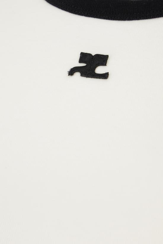 26SS 쿠레쥬 반팔 티셔츠 VESJTS017JS00700 0098 HERITAGE WHITE BLACK - COURREGES