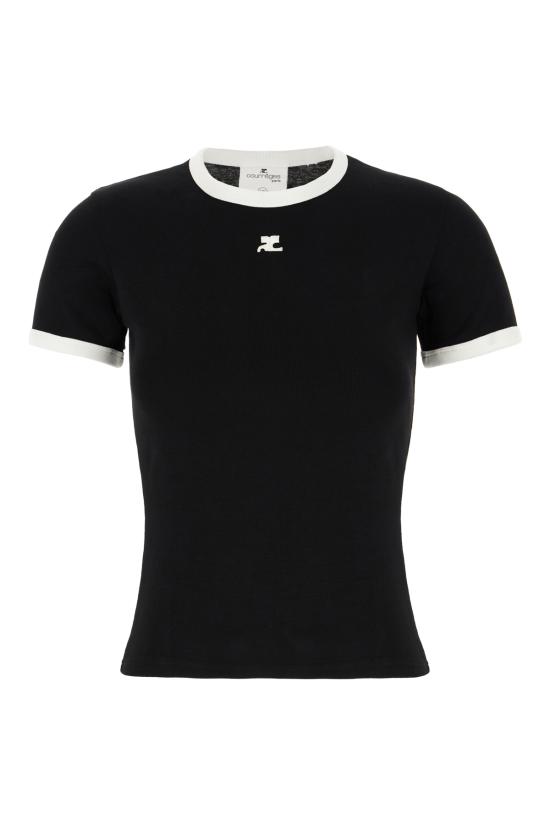 26SS 쿠레쥬 반팔 티셔츠 VESJTS017JS00700 9901 BLACK HERITAGE WHITE