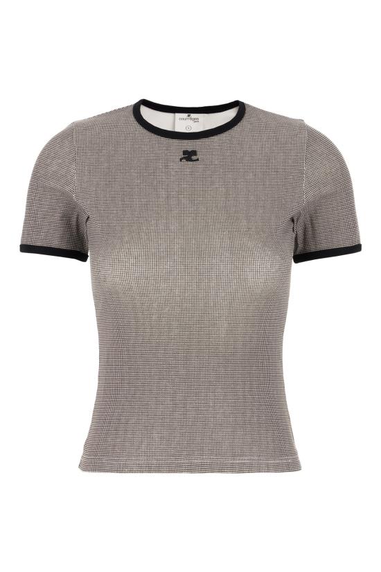 26SS 쿠레쥬 반팔 티셔츠 126JTS017JS02230 B217 HOUNDSTOOTH BLACK