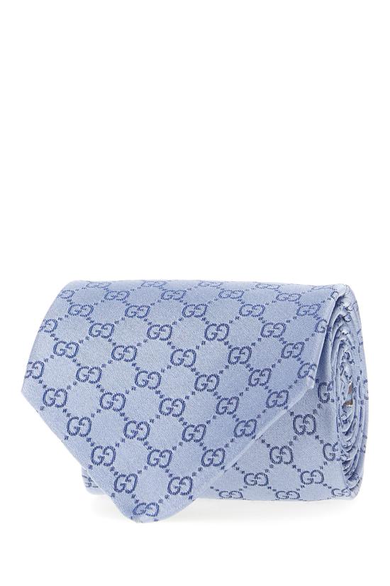 26SS 구찌 GG 패턴 실크 타이 4565204B002 4968 Azzurro