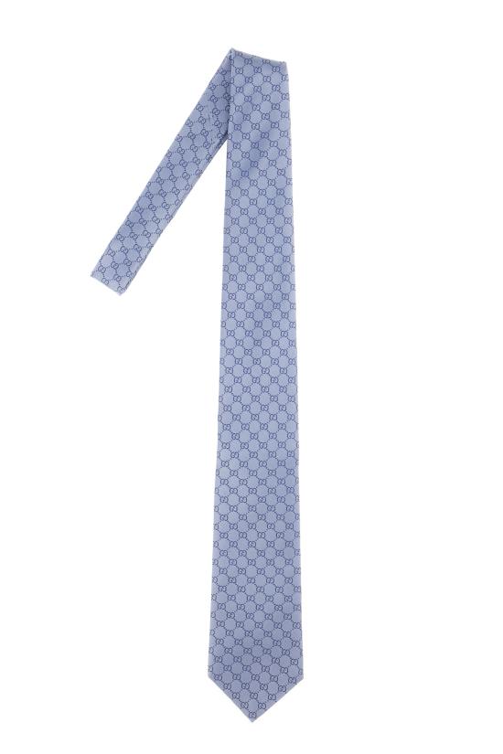 26SS 구찌 GG 패턴 실크 타이 4565204B002 4968 Azzurro - GUCCI