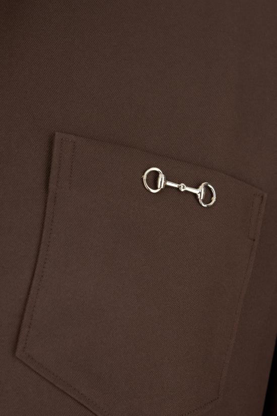 25FW 구찌 홀스빗 디테일 폴리에스터 트윌 셔츠 841624ZAT43 2518 BLACKISH BROWN - GUCCI