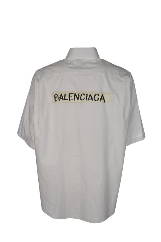 26SS 발렌시아가 마스킹 테이프 라지 핏 롱 슬리브 셔츠 857810TRM28 9000 WHITE - BALENCIAGA