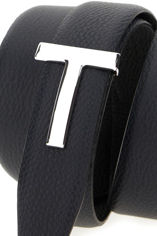 26SS 톰포드 레더 리버시블 버클 T 벨트 TB224LCL236S UNA DARK NAVY BLACK - TOMFORD