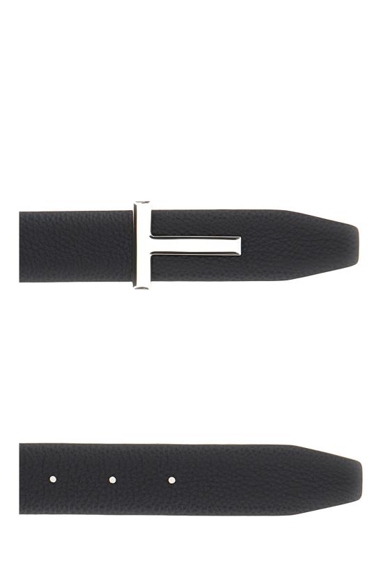 26SS 톰포드 레더 리버시블 버클 T 벨트 TB224LCL236S UNA DARK NAVY BLACK - TOMFORD