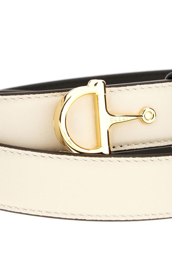 26SS 구찌 홀스빗 레더 벨트 836993AAEC2 9540 Bianco - GUCCI