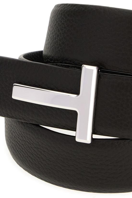 26SS 톰포드 레더 리버시블 버클 T 벨트 TB224LCL236S ENB BROWN BLACK - TOMFORD