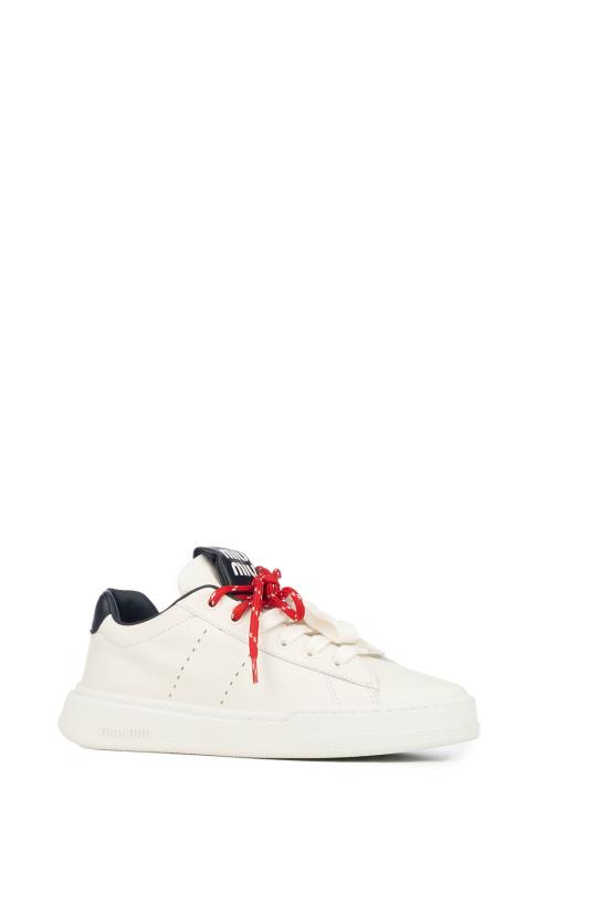 26SS 미우미우 레더 스니커즈 5E387EF0053L48 F0BJO BIANCO ROYAL - MIU MIU
