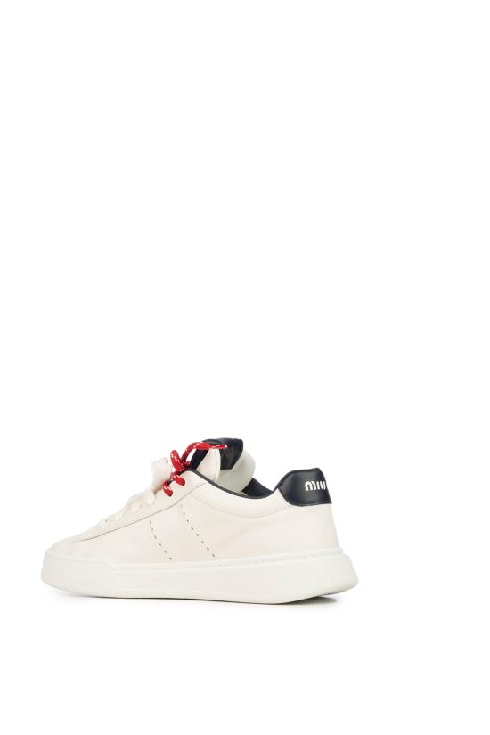 26SS 미우미우 레더 스니커즈 5E387EF0053L48 F0BJO BIANCO ROYAL - MIU MIU