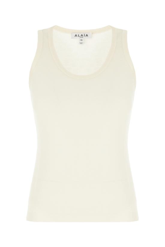 26SS 알라이아 민소매 티셔츠 AA9H1384K132C 000 BLANC