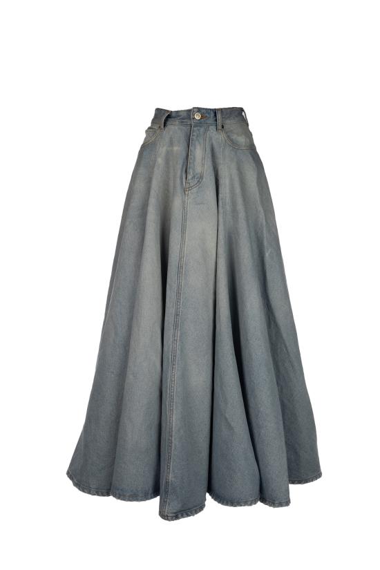 26SS 발렌시아가 고뎃 맥시 스커트 856906TTWB1 4009 DIRTY LIGHT BLUE