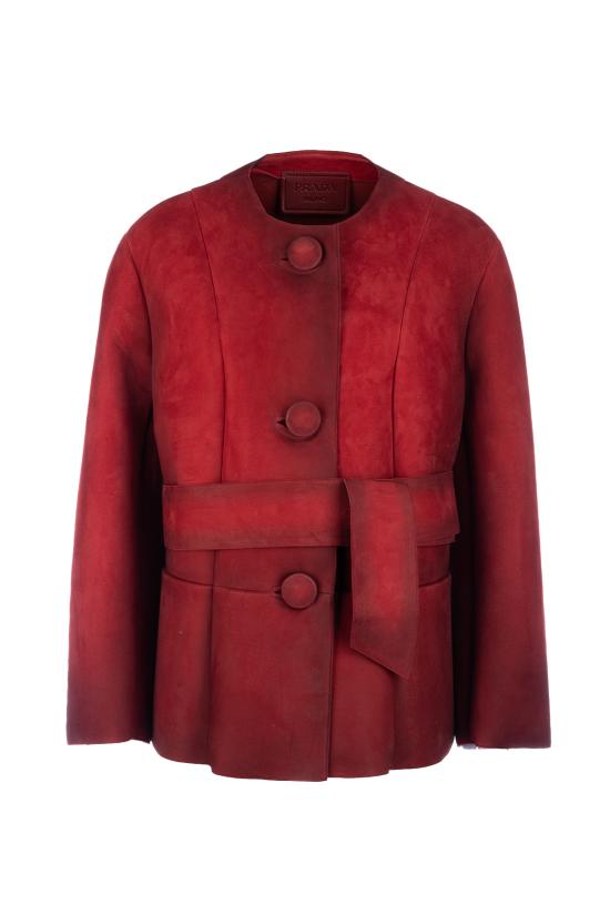 25FW 프라다 본디드 스웨이드 자켓 55858173B F0041 Rubino