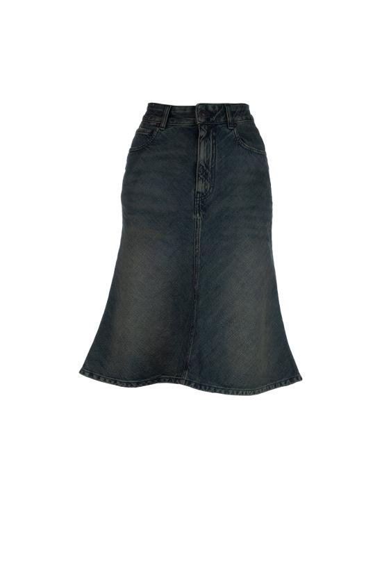 25FW 발렌시아가 미디 스커트 852330TTW76 3394 NAVY GREEN YELLOW