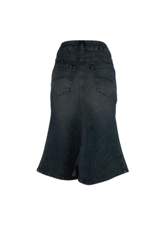 25FW 발렌시아가 미디 스커트 852330TTW76 3394 NAVY GREEN YELLOW - BALENCIAGA