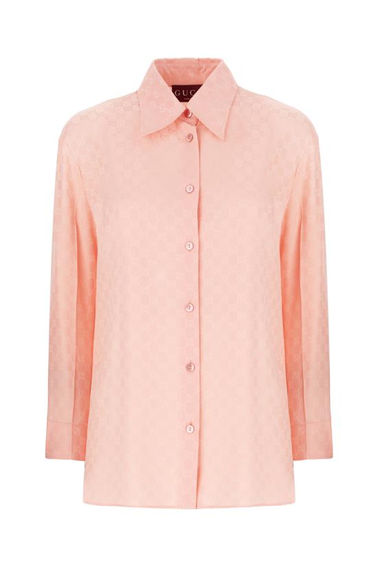 25FW 구찌 GG 자카드 실크 셔츠 849973Z7AZH 5136 Rosa