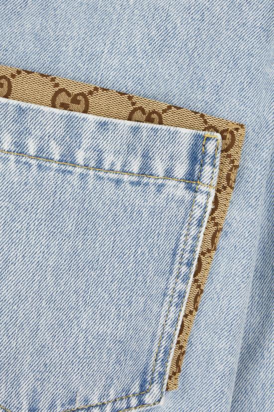 25FW 구찌 인서트 워시드 데님 셔츠 835220XDDCY 4452 BLU DENIM - GUCCI