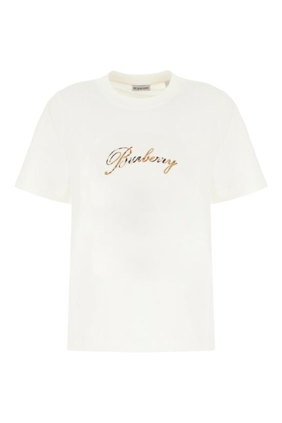 26SS 버버리 체크 커시브 로고 코튼 티셔츠 8118971 B7078 CHALK