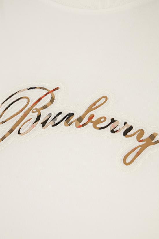 26SS 버버리 체크 커시브 로고 코튼 티셔츠 8118971 B7078 CHALK - BURBERRY