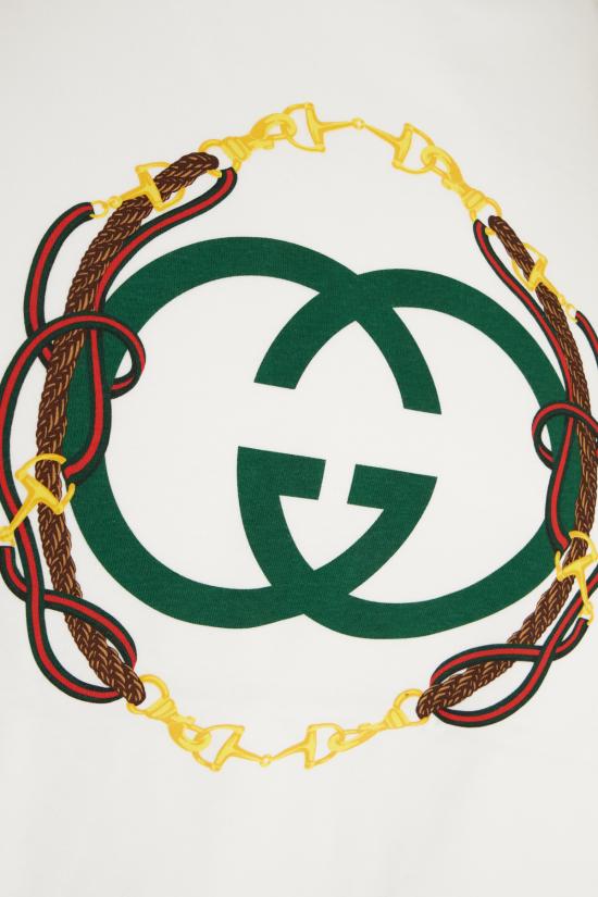 26SS 구찌 프린트 디테일 코튼 저지 티셔츠 837959XJHMY 9081 Bianco - GUCCI