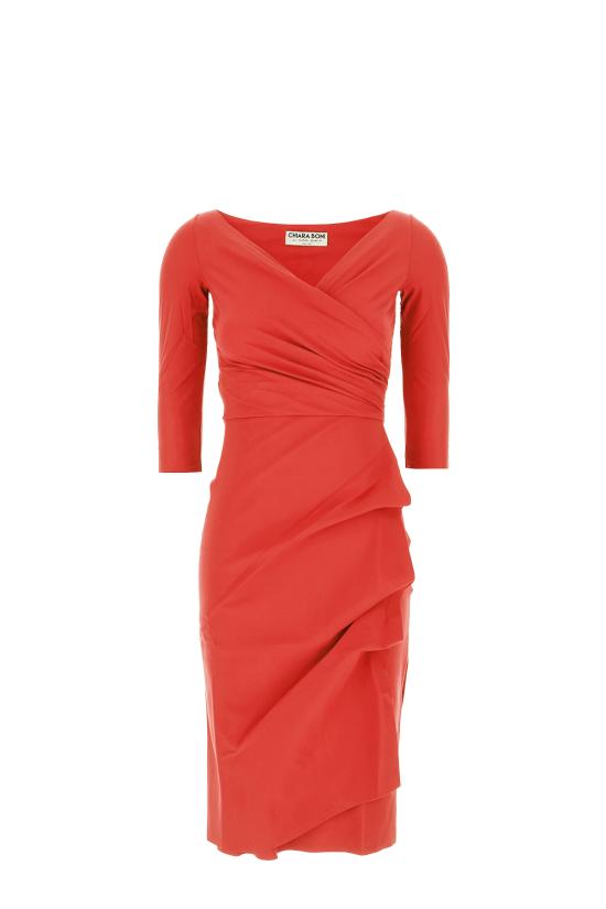 26SS 키아라보니 미디 원피스 ABCFLO108BS 627E LIPSTICK