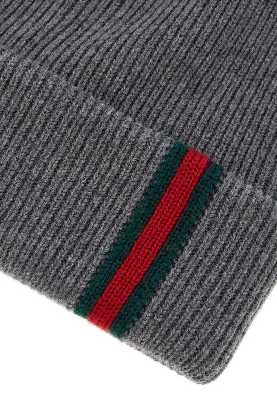 25FW 구찌 웹 디테일 울 비니 8341924G200 1100 ANTHRACITE - GUCCI