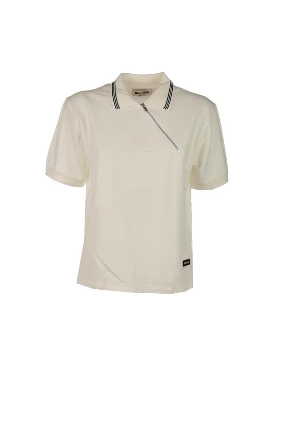 26SS 미우미우 폴로 티셔츠 MJNA0318ZW F0009 Bianco